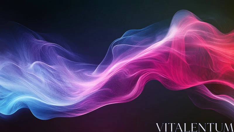 Glowing waves of blue and pink energy flow across darkness.