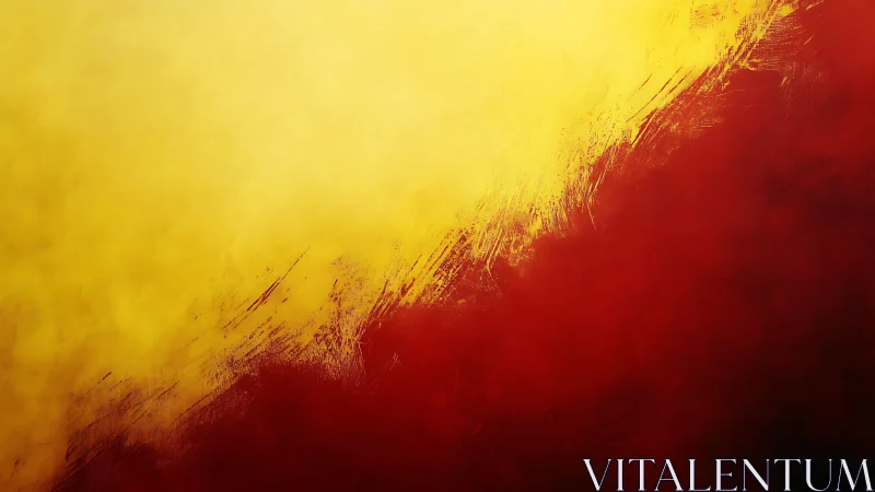 Diagonal burst of yellow over deep red abstract field.