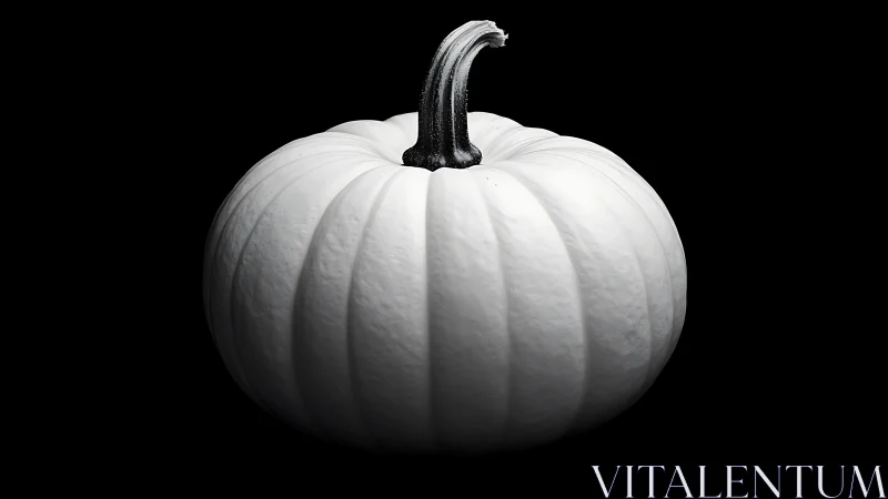 Monochrome pumpkin specimen under directional studio lighting.