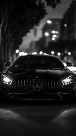 Nocturnal frontal study of Mercedes performance coupe lighting system.