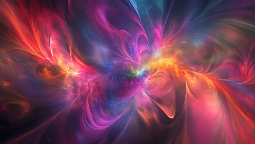 Fractal energy bloom with radiant multicolor spectral filaments