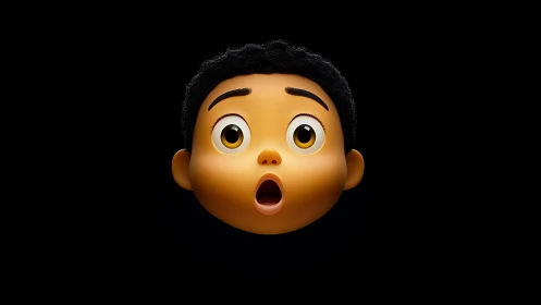 Wide-eyed 3D emoji child with shocked open-mouthed stare.