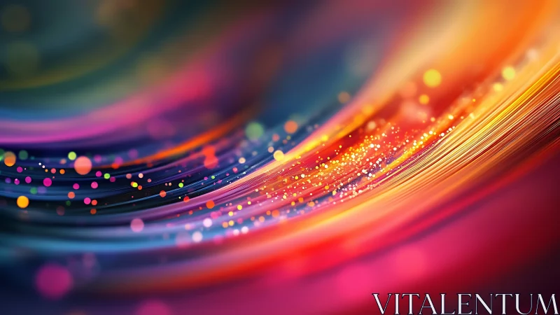 Glowing spectral wave of light trails and particles in motion.