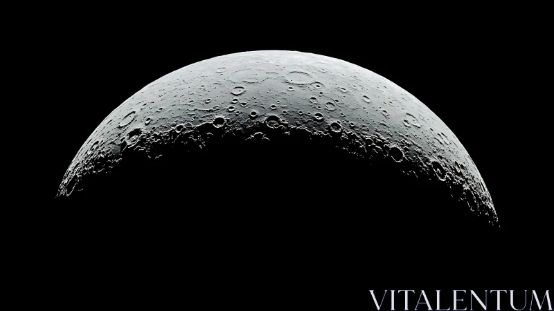 Silent lunar horizon rises gently from the deep black