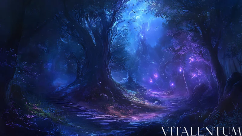 Bioluminescent Forest Cavern: Ethereal Underground Sanctuary.