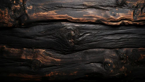 Charred Timber Cross-Section Assemblage with Radial Grain Patterns.