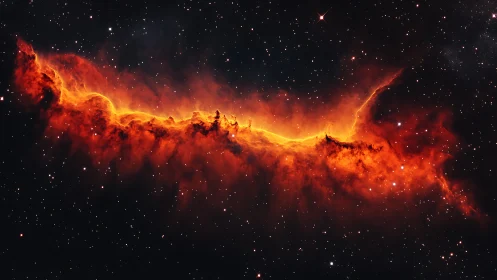 Ionized hydrogen emission nebula ridge with stellar backfield