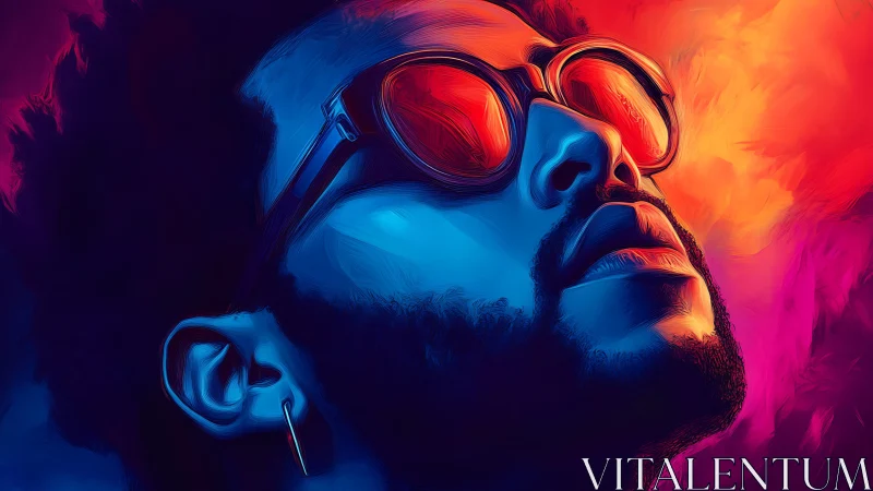 Bold neon portrait glows with dreamy color and quiet confidence