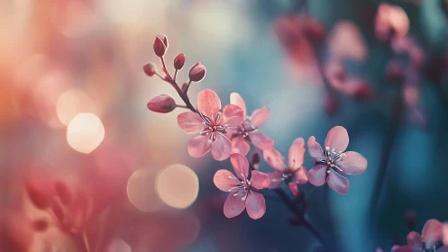 Soft-focus pink blossoms with bokeh background and spring botanical composition.