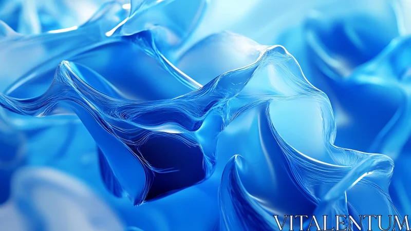 Abstract flowing blue shapes with smooth translucent textures.