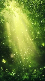 Soft sunlight and fluttering butterflies in a secret forest.