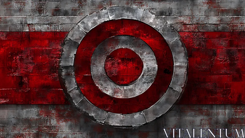 Weathered concrete target symbol radiates bold urban energy