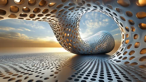 Parametric Perforated Sculptural Form with Geodetic Shell Geometry