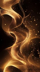 Golden light ribbons swirling through dark abstract space.