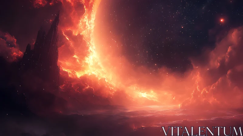 Catastrophic Celestial Event: Burning Atmosphere Collision.