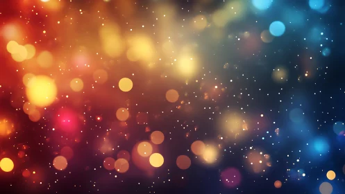 Starlit bokeh cascade drifting from ember glow to twilight blue.