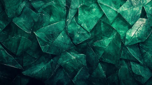 Faceted emerald glass shards form dense angular crystalline surface
