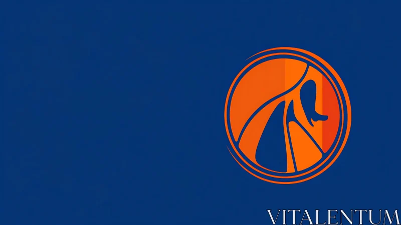 Abstract orange canine emblem employs bold circular vector geometry