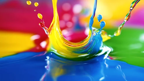 Bold paint splashes dance together in joyful vivid color
