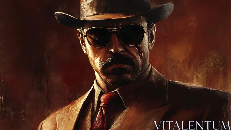 Smoldering portrait reveals a stern man in vintage style