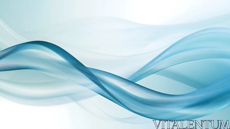 Fluid cyan wave ribbons on clean minimalist backdrop.