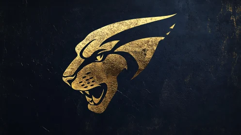 Metallic jaguar emblem in distressed golden vector silhouette.