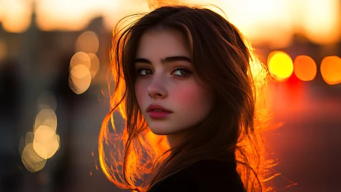 Sunlit bokeh portrait in cinematic evening backlight rendering.