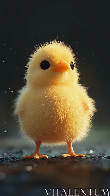 Newborn Chick: Golden Plumage with Striking Orange Beak Detail.