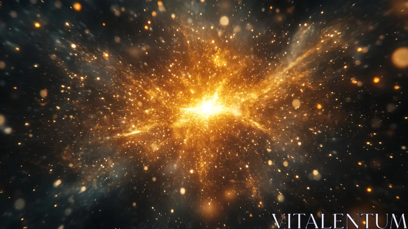 Starburst genesis ignites a golden storm in deep space.