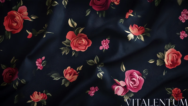 Vibrant Floral Blooms Dance Across Deep Navy Canvas