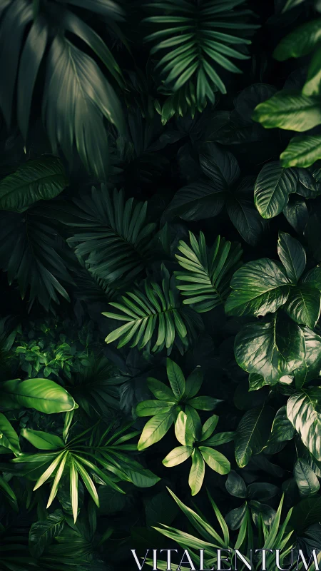 Lush jungle leaves creating a calm green hideaway.