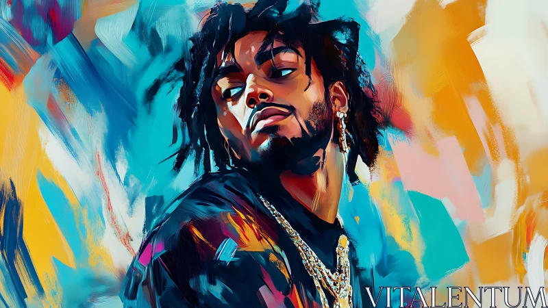 Expressive digital portrait with dynamic brushstrokes and bold chroma contrasts