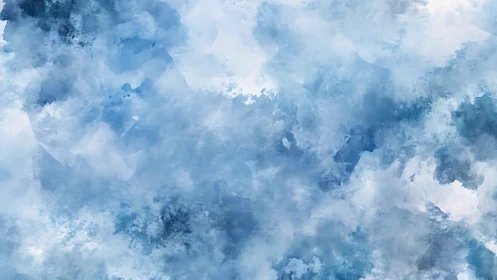 Diffuse blue watercolor cloud field with layered opacity gradients