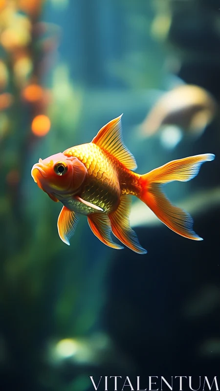 High-contrast goldfish portrait with shallow depth of field and bokeh