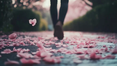 Petals Dancing: A Serene Walk Through Falling Blossoms