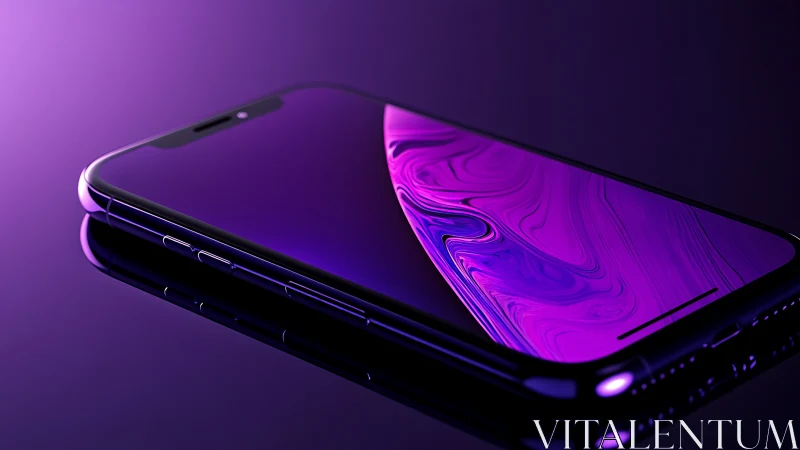 Premium smartphone displaying fluid gradient display with deep purple luminescence.