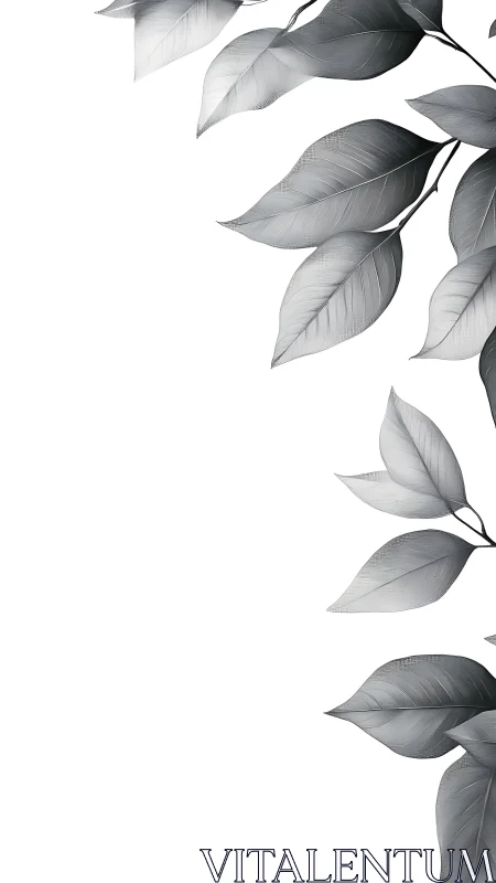 Monochrome foliage frames a serene minimalist background