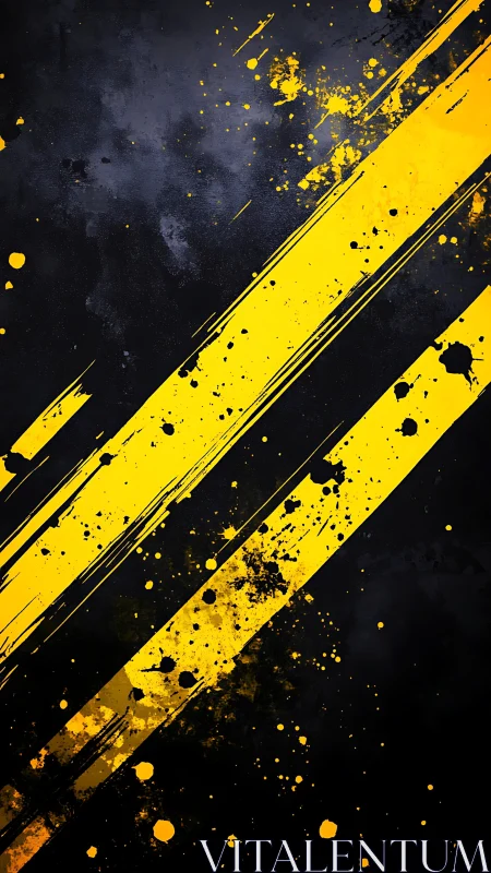 Bold yellow streaks racing across inky textured black.