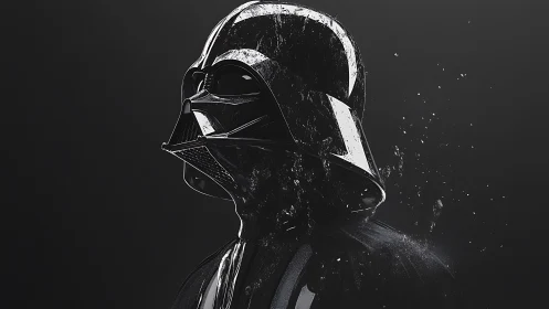 Midnight warlord in shattered chrome silence stands poised.