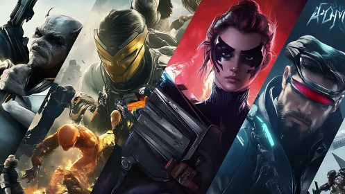 Futuristic heroes collide in dynamic cyber combat montage.