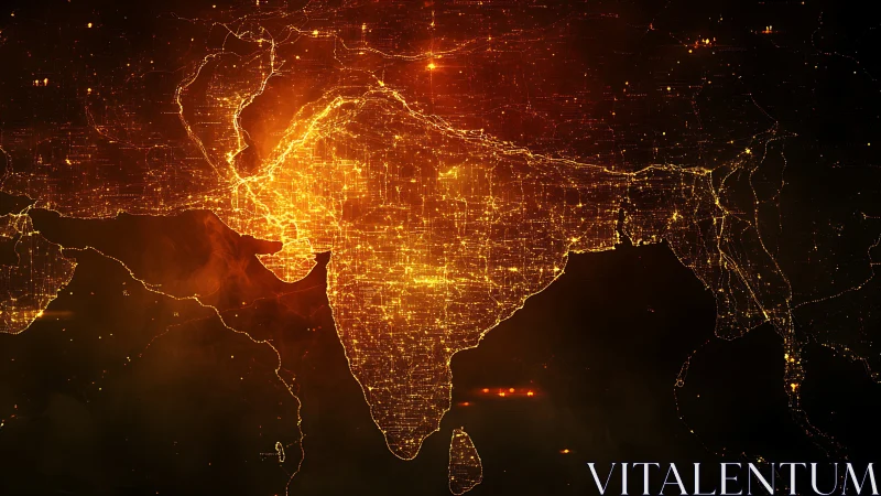 Glowing network map of South Asia renders dense urban connectivity