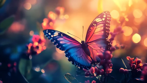 Backlit butterfly macro captures iridescent wings and bokeh field