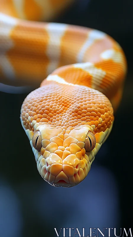 Orange and white snake portrait with detailed textured scales.