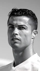 High-contrast monochrome portrait with sculptural facial lighting