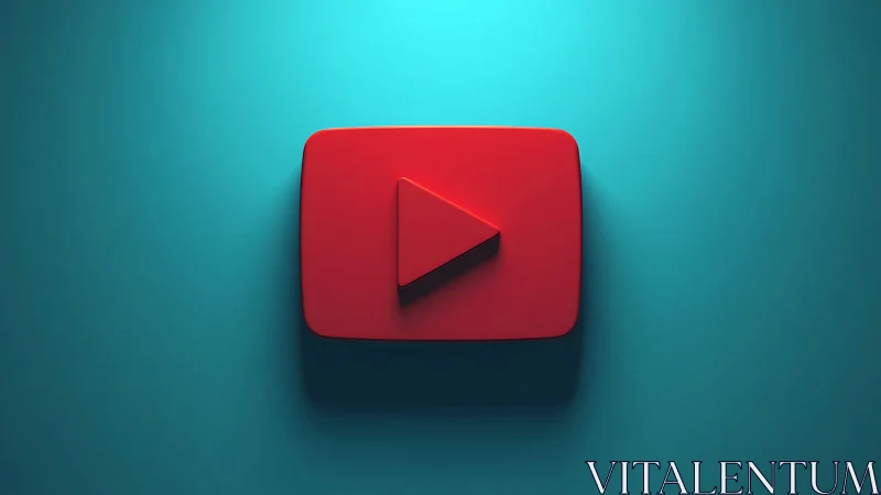 Red play button icon on teal background with shadow.