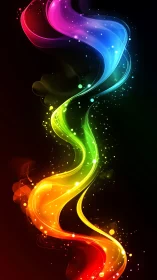 Chromatic ribbon of light swirling through cosmic night.