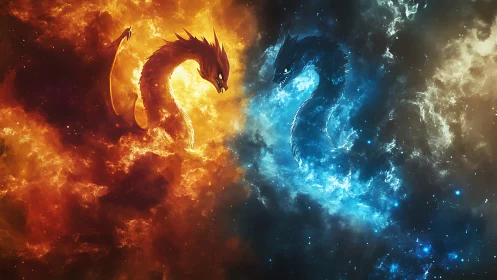Cosmic Fire and Ice Dragons in a Stellar Showdown.