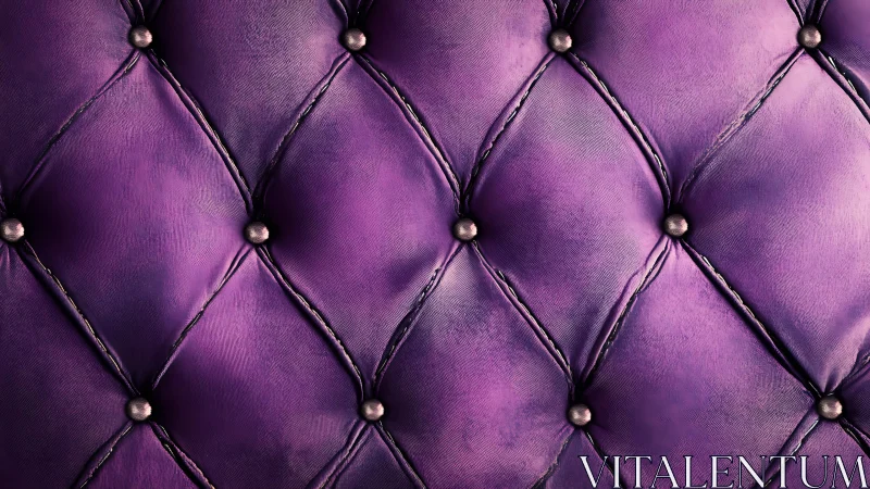 Diamond-tufted purple leather upholstery with metallic button fasteners