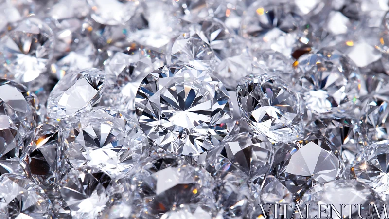 Cluster of cut round diamonds with reflective facets.