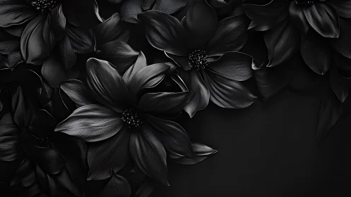 Black and White Flower Study with Dramatic Lighting